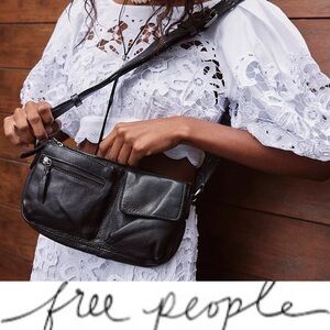 Free People Black Leather Wade Crossbody Bag❤️NWT